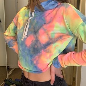 Rainbow Tie-Dye Crop Hoodie